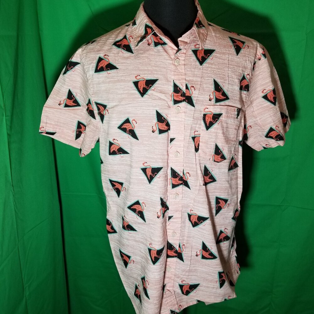 Urban Pipeline‎ Men Button Up XL Ultimate Flamingos Multicolor Y2K Retro Miami